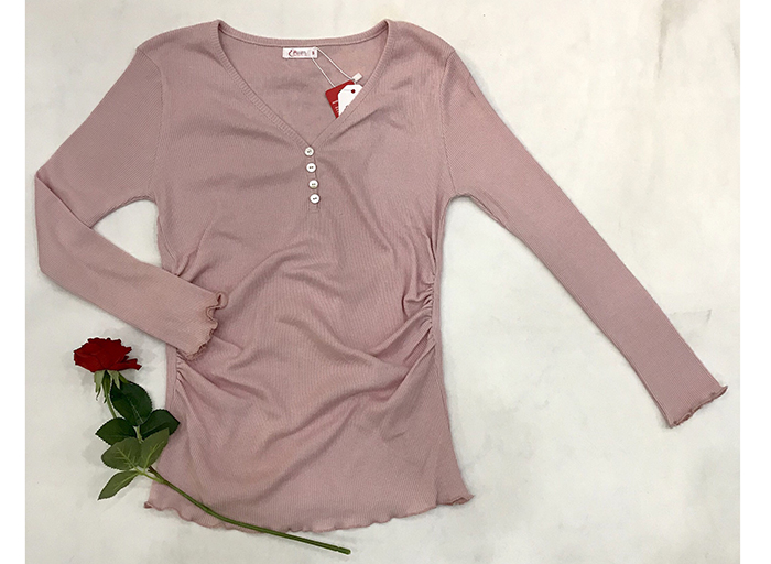 Áo bầu cổ tim tay dài Emum (hồng ruốc)
