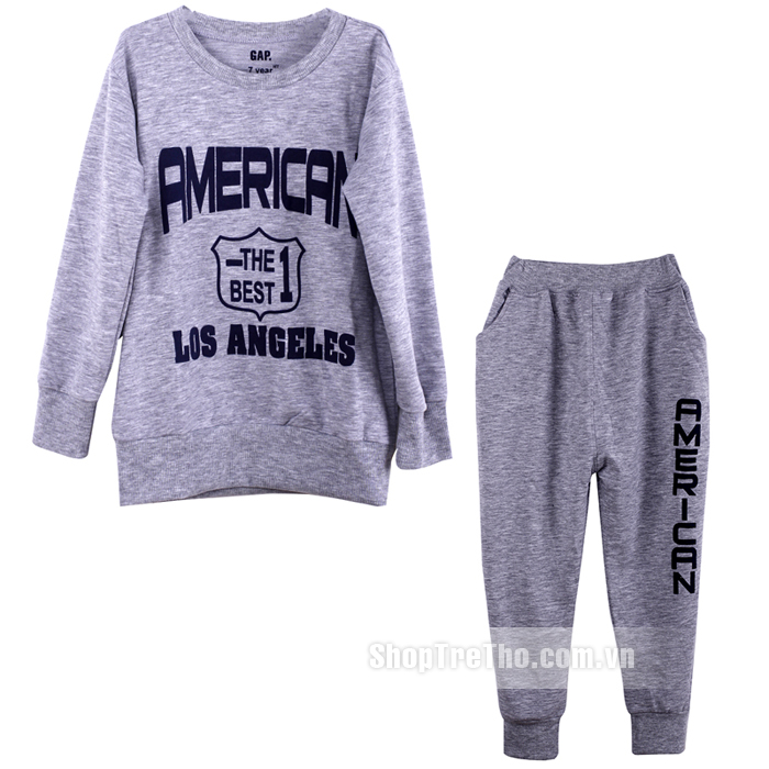 Bộ quần áo nỉ da cá American TE0108 (1-8T)