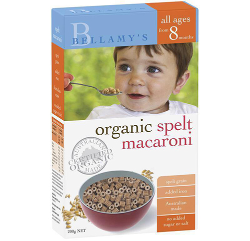 Nui từ rau quả hữu cơ Bellamy's: organic spelt macaroni