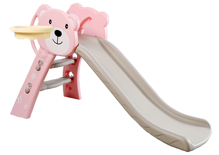 Cầu trượt chú gấu nhỏ có bóng rổ L-HT05 (nhiều màu)