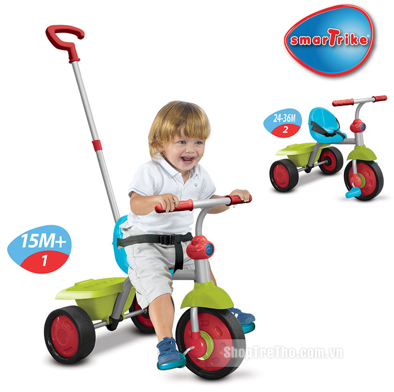 Xe ba bánh Smart Trike Fun 2 trong 1 màu xanh lá