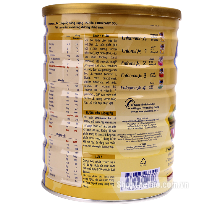 Sữa Enfamama A+ 360° Brain Plus Chocolate (900g)