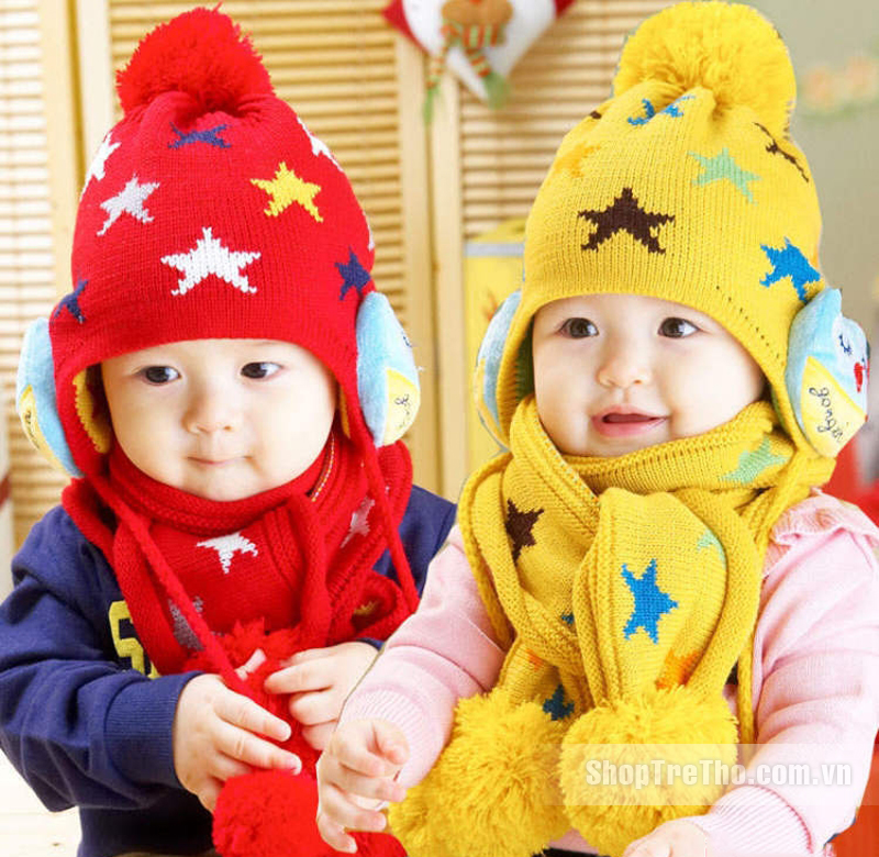 Bộ mũ khăn len cho bé TE 8005