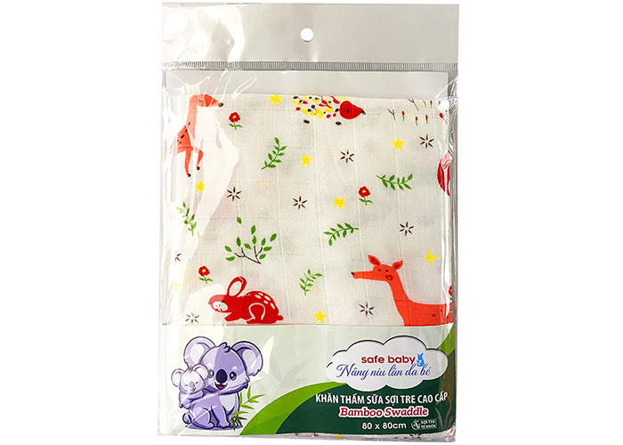 Khăn thấm sữa sợi tre cao cấp 2 lớp họa tiết Safe Baby (80x80cm)