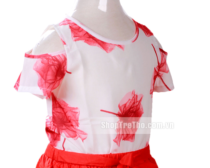 Set áo váy hở vai cho bé gái