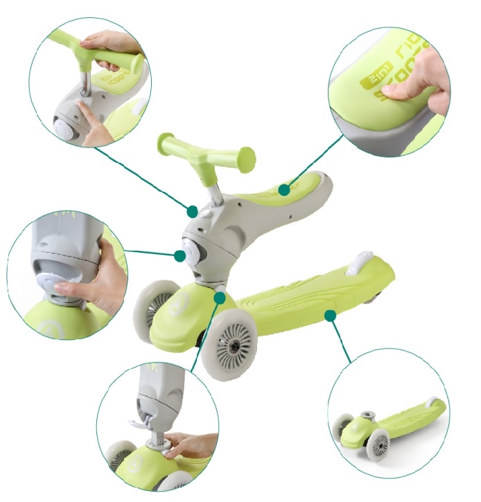 Xe trượt Scooter, xe chòi chân 2 in1 Luddy 1002