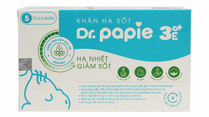 khăn lau hạ sốt Dr.Papie (3M+) 