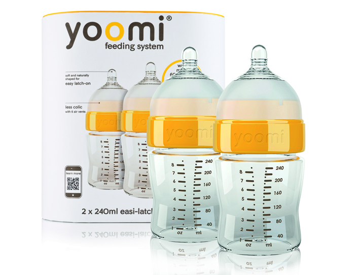 Bình sữa nhựa PP Yoomi 240ml (cổ vàng)