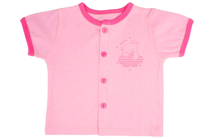 Áo sơ sinh cộc tay Miomio cúc giữa (hồng) 