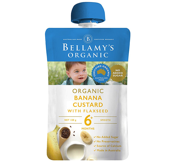 Hỗn hợp kem sữa chuối, hạt lanh Bellamy's Organic 120g (6M+)