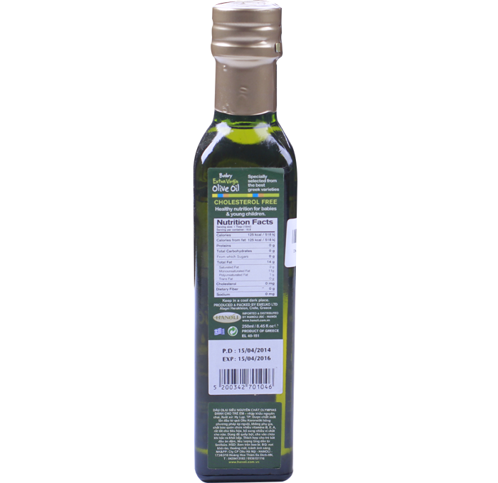 Dầu Oliu Extra Virgin 250ml (Baby- Hy Lạp)