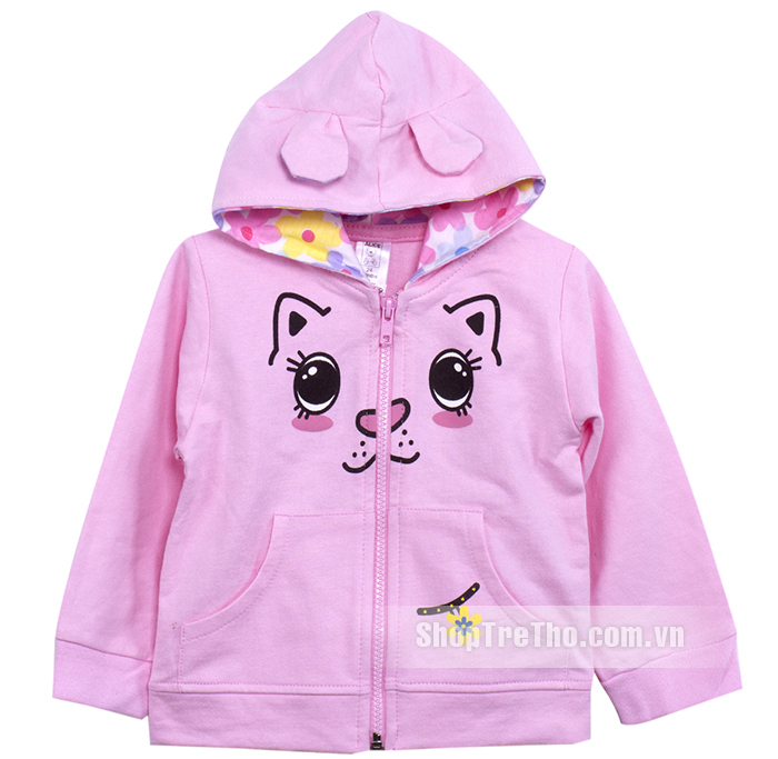 Áo khoác nỉ bé gái in đầu hổ con Thái Lan (12-24M) X7-100