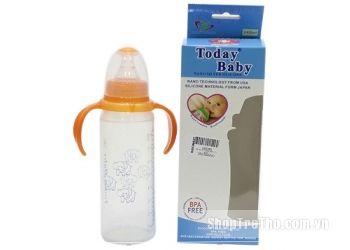 Bình sữa Today Baby silicone tráng bạc 240ml (tròn)