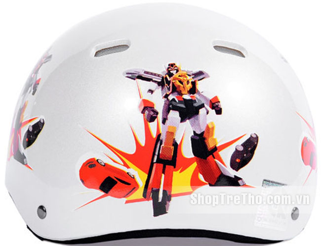 Mũ bảo hiểm Protec Kitty màu trắng in Robot size S