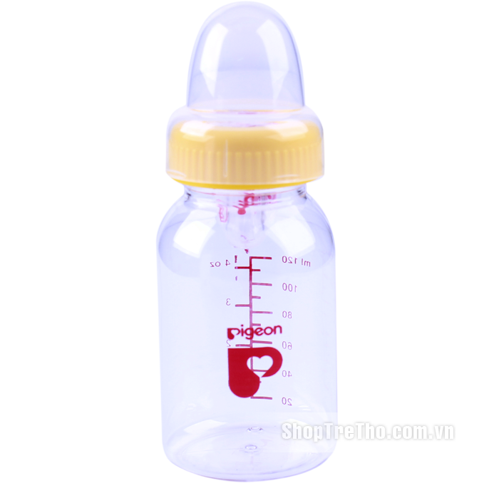 Bình sữa Pigeon 120ml cổ thường, trơn