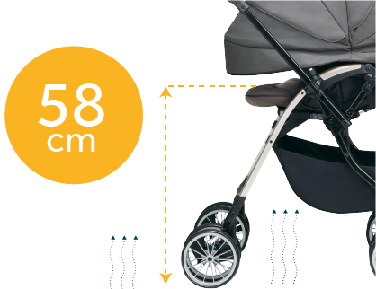 Độ cao ghế của Xe đẩy Combi Umbretta 4 bánh quay tự động kaki màu nâu 115267