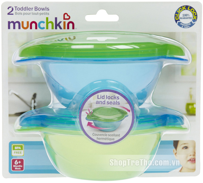 Bát ăn có nắp Munchkin 2c 2pk Click Lock Toodler Bowl