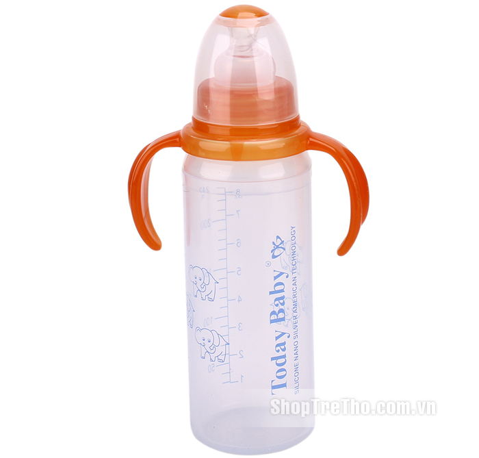 Bình sữa Today Baby silicone tráng bạc 240ml (dẹt)