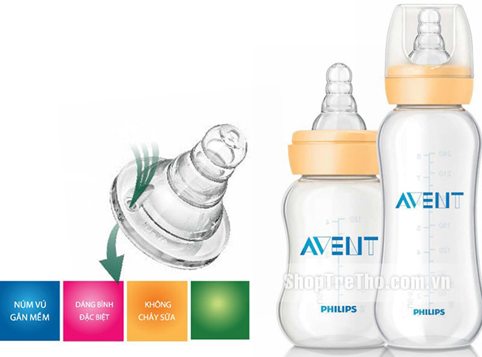 Bình sữa Avent 260ml cổ chuẩn làm từ chất liệu an toàn