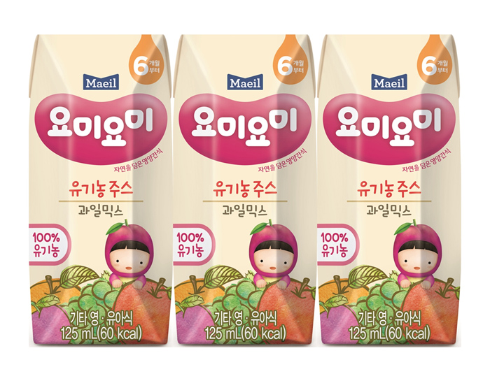 Nước ép Organic Yummy Yummy vị hoa quả 6M (125ml) 