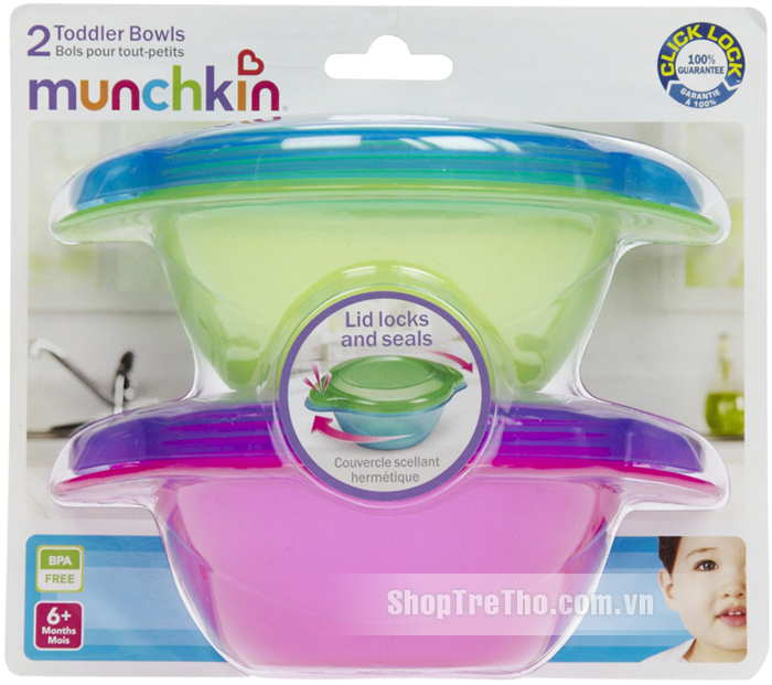 Bát ăn có nắp Munchkin 2c 2pk Click Lock Toodler Bowl
