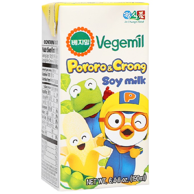 Sữa đậu nành Vegemil Pororo & Crong hương chuối 190ml (hộp)