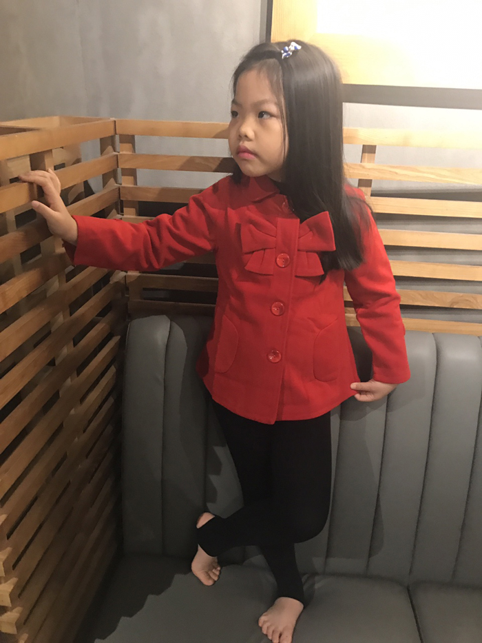 áo khoác dạ cổ sen có nơ bé gái (2-7T)