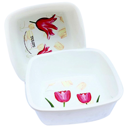 Bán Chậu rửa mặt Thái Lan hình vuông hoa Tulip (bán tại Hải Phòng)