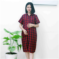 Bán Đầm bầu sơ mi túi viền sọc đỏ Emum