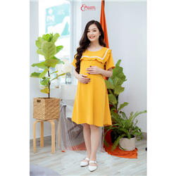 Bán Đầm bầu cổ bèo vàng Emum