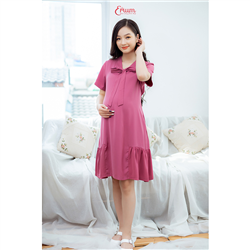 Bán Đầm bầu đuôi cá cổ nơ hồng ruốc Emum