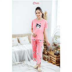 Bán Bộ bầu mặc nhà in mèo hồng ruốc Emum