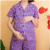Bán Bộ bầu pyjama lụa tay ngắn quần dài tím Emum