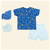 Bán Bộ cộc tay bổ nẹp bé trai Lullaby NHT08B (xanh in khủng long)