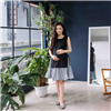 Bán Đầm bầu cách tân thắt nơ eo phối tùng sọc đen Emum