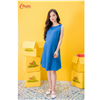 Bán Đầm bầu jean sát nách phối túi 1 bên xanh nhạt Emum
