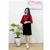 Bán Đầm bầu cổ nơ phối đỏ Emum