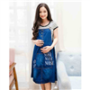 Bán Đầm bầu yếm Jean in chữ phối áo sọc Emum
