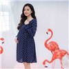 Bán Đầm bầu cổ sen chấm bi tay dài Emum (xanh đen)