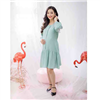 Bán Đầm bầu vải đũi cổ tròn tay dài xếp ly xanh Emum
