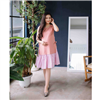 Bán Đầm bầu cách tân thắt nơ eo phối tùng sọc hồng Emum
