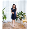 Bán Đầm bầu tay con cổ V phối viền ren chéo xanh đen Emum