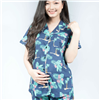 Bán Bộ bầu pyjama kate tay ngắn quần dài xanh đậm Emum