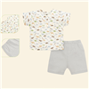 Bán Bộ cộc tay bổ nẹp bé trai Lullaby NHT08B (trắng in khủng long)