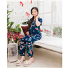 Bán Bộ bầu pyjama lụa tay ngắn quần dài xanh đen Emum