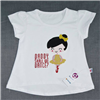 Bán Áo cộc bé gái Lovemom màu trắng (thêu hình cô gái)