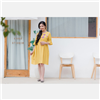 Bán Đầm bầu thêu đô trước tay bèo phối ren vàng Emum